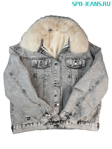 Теплая джинсовая куртка с мехом 2222 фото 2