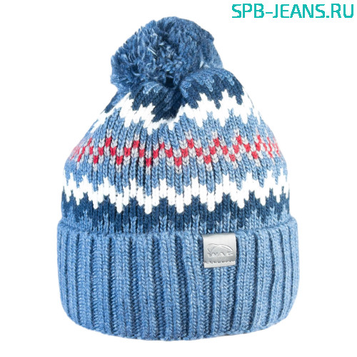 Шапка 463 синий, 50% шерсть + флис