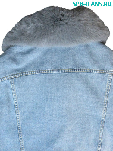 Теплая джинсовая куртка с мехом 2371 фото 5