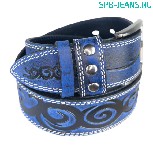 Ремень кожаный 40C05-51L синий фото 2