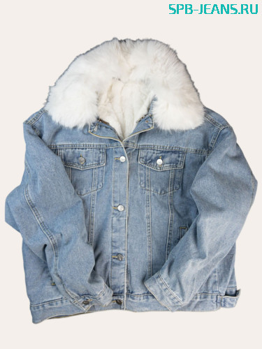 Теплая джинсовая куртка с мехом 2267