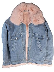 Теплая джинсовая куртка с мехом 2366
