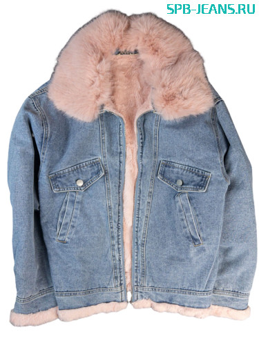 Теплая джинсовая куртка с мехом 2366