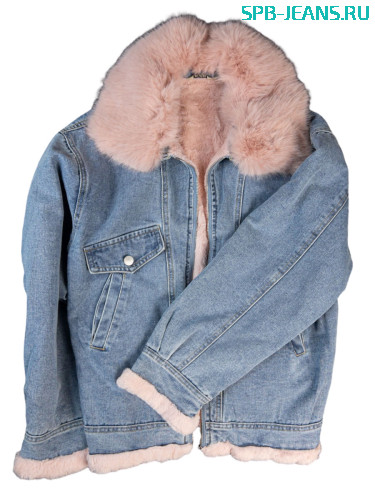 Теплая джинсовая куртка с мехом 2366 фото 4