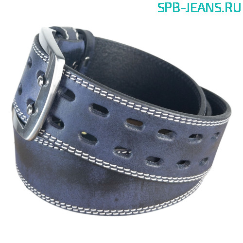 Ремень кожаный 45M03-51L синий фото 3