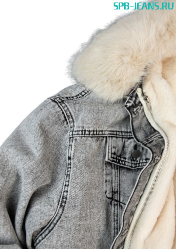 Теплая джинсовая куртка с мехом 2222 фото 3