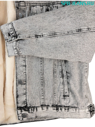 Теплая джинсовая куртка с мехом 2222 фото 4