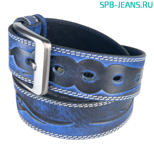 Ремень кожаный 40C05-51L синий фото 3