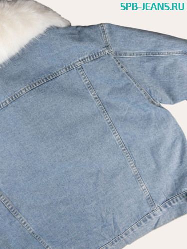 Теплая джинсовая куртка с мехом 2267 фото 4