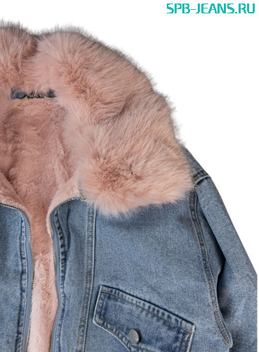 Теплая джинсовая куртка с мехом 2366 фото 2