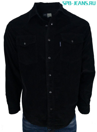 Вельветовая черная рубашка Montana 4501 фото 2