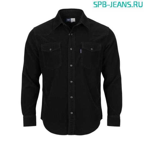 Вельветовая черная рубашка Montana 4501