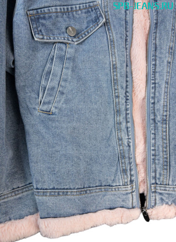 Теплая джинсовая куртка с мехом 2366 фото 3