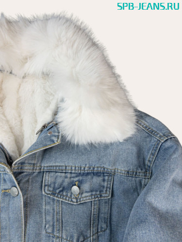 Теплая джинсовая куртка с мехом 2267 фото 2