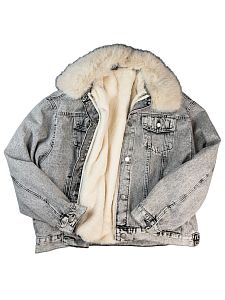 Теплая джинсовая куртка с мехом 2222