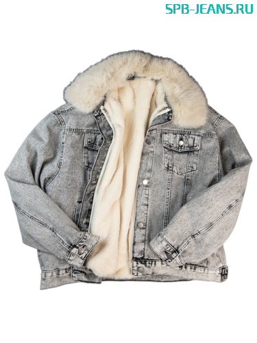 Теплая джинсовая куртка с мехом 2222