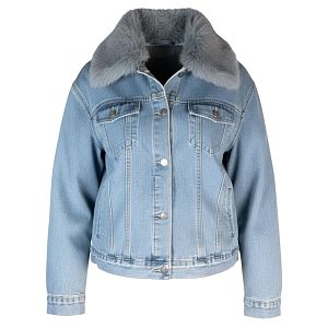 Теплая джинсовая куртка с мехом 2372
