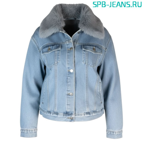 Теплая джинсовая куртка с мехом 2372