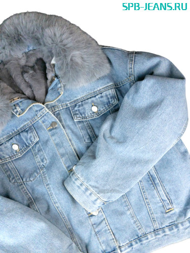 Теплая джинсовая куртка с мехом 2371