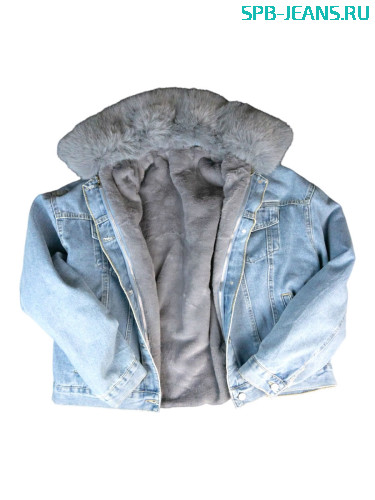 Теплая джинсовая куртка с мехом 2371 фото 4