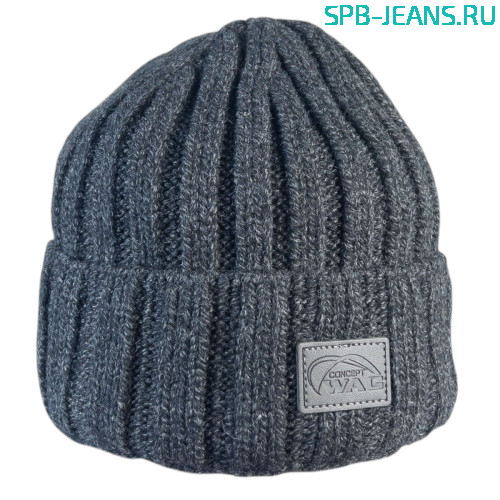 Шапка 109Ф т. серый, 80% шерсть + флис